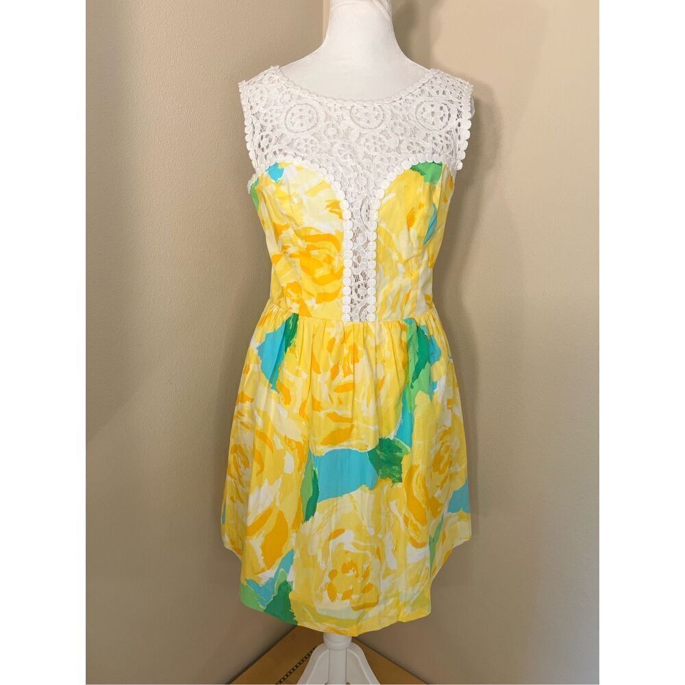 Lilly Pulitzer First Impressions Yellow White Reagan Sunglow Dress Size 2
